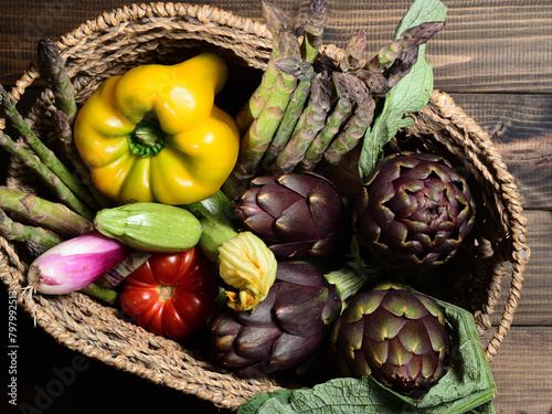 Organically grown vegetables in a basket.