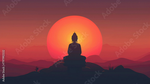 Mahavir Jayanti Illumination  The Radiant Silhouette of Lord Mahavira in Meditative Serenity