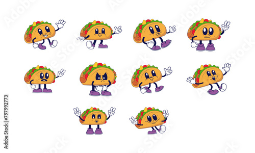Retro Taco Character Element Set