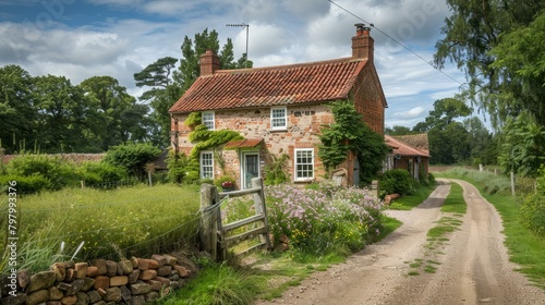 b'A traditional English country cottage in the countryside'