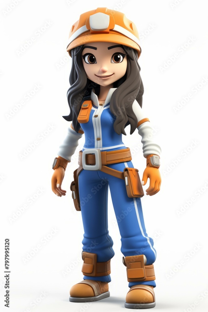b'Cute cartoon character of a female construction worker' b'Cute cartoon character of a female construction worker'