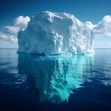 b'A large iceberg floating in the ocean'