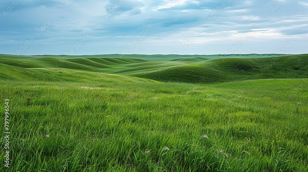 b'Vast green rolling hills under a blue sky with white clouds' b'Vast green rolling hills under a blue sky with white clouds'