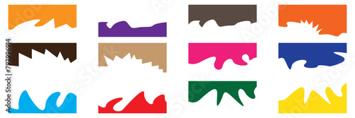 Set of abstract Border shape for website design. Collection of dividers shape templates. Divider shapes top and bottom for web page. Vector Illustration