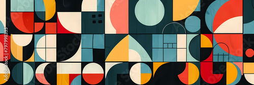 abstract geometric pattern design portfolio showcase featuring a colorful wall