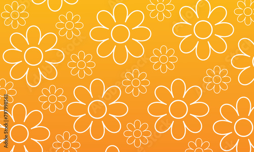 Obraz na plátně Background of flowers and sky with flower shaped clouds