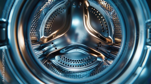 Detailed view of a modern washing machine, ideal for household appliance concepts