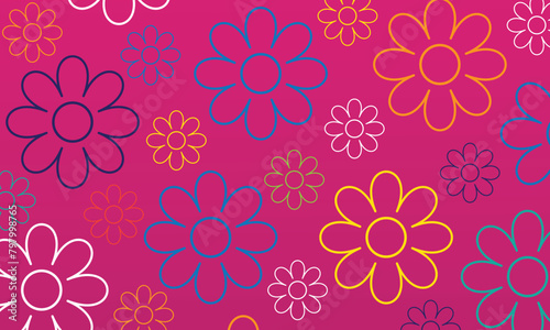Canvas Print Background of flowers and sky with flower shaped clouds