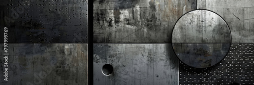 Graphic contrasts on a metal background. Abstraction with rust stains