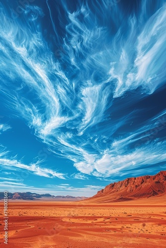 b Blue sky with white clouds over the desert 
