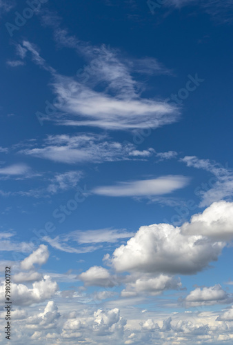 Abstract background of beautiful white clouds with blue sky in Brazil