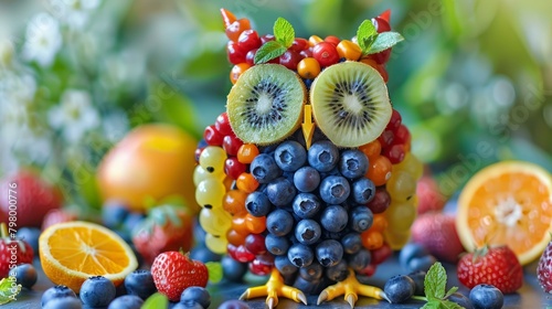 b An owl made of fruits and vegetables 