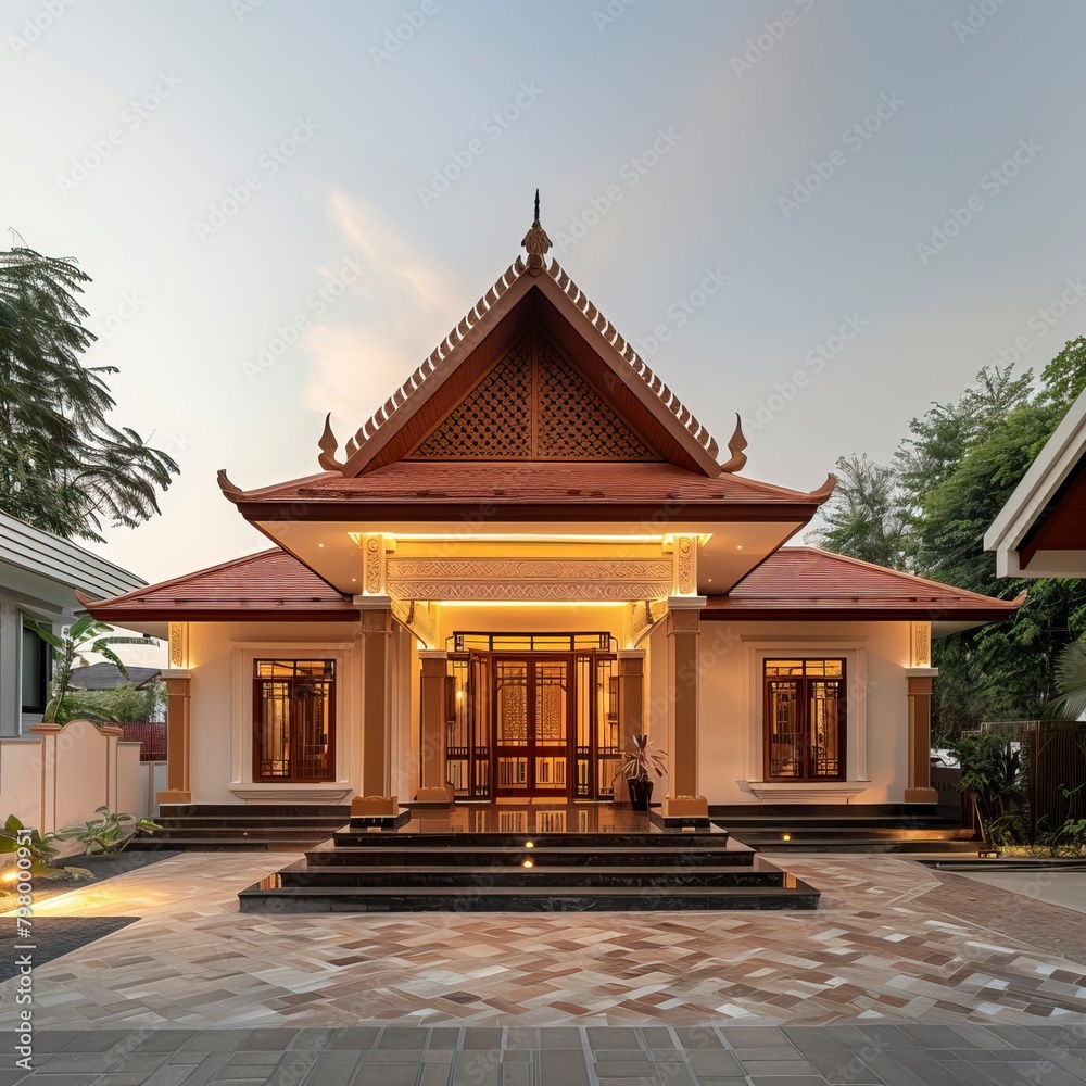 Naklejka premium New Style Tample Exterior ,Hindu Tample, Prayer hall