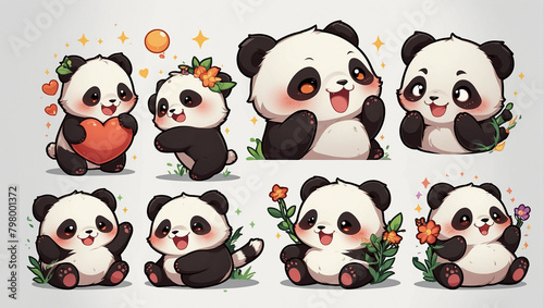 bundle image cute panda emoticon sticker 19