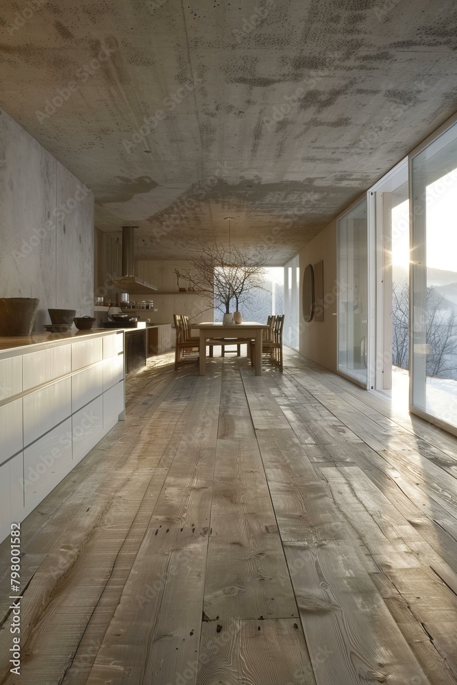 Fototapeta premium b'Rustic wooden floor in a modern house'