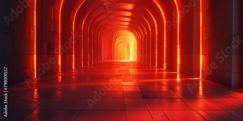 Futuristic Sci-Fi Red Glowing Corridor