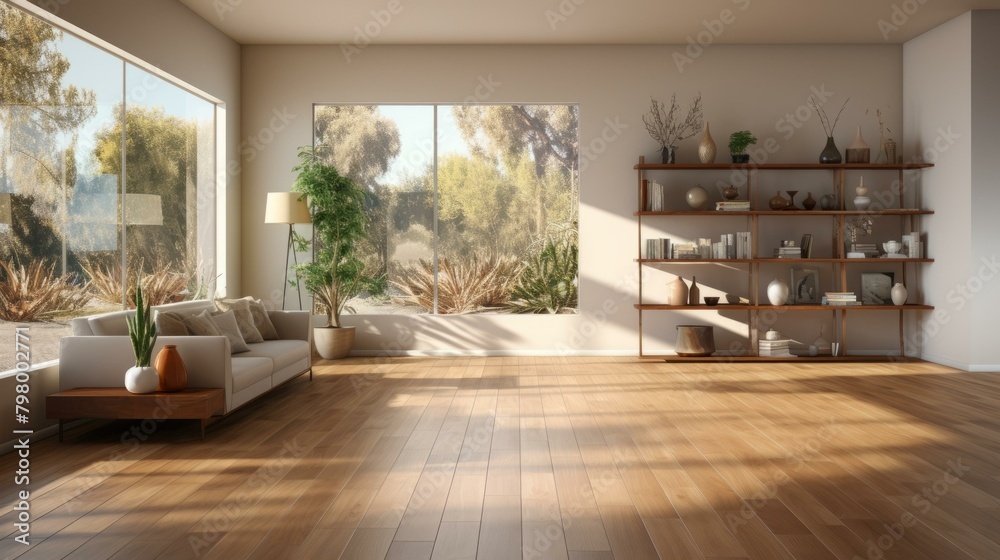 Fototapeta premium b'Bright and Airy Living Room With Large Windows'