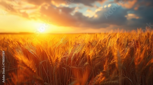 Sunset Illuminating A Field Of Wheat