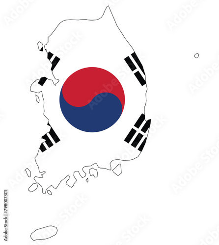 Outline of the map of South Korea with regions photo