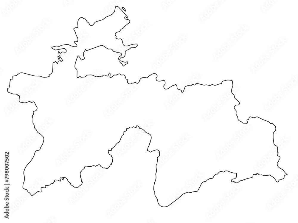 Outline of the map of Tajikistan with regions
