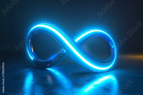 b'Blue infinity symbol glowing on dark background'
