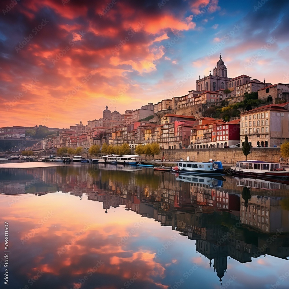 b'Scenic sunset view of Porto, Portugal'