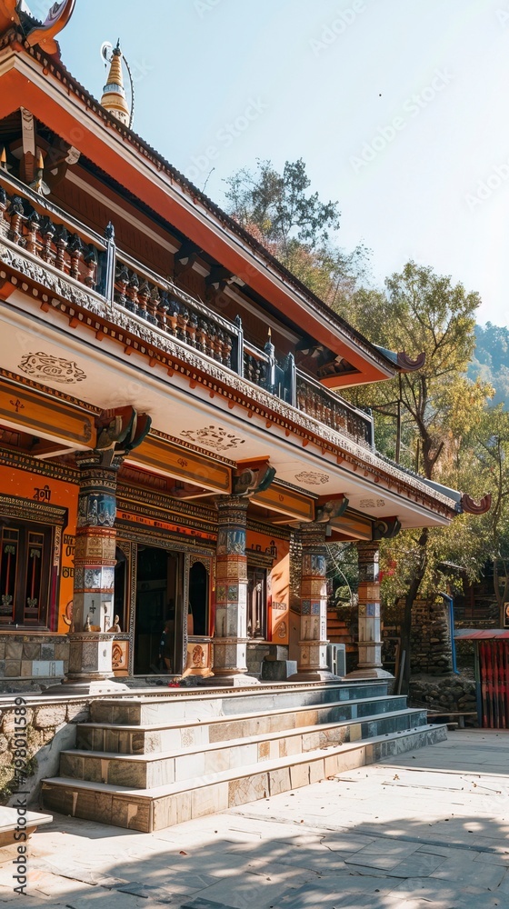 Old Style Tample Exterior ,Hindu Tample, Prayer hall