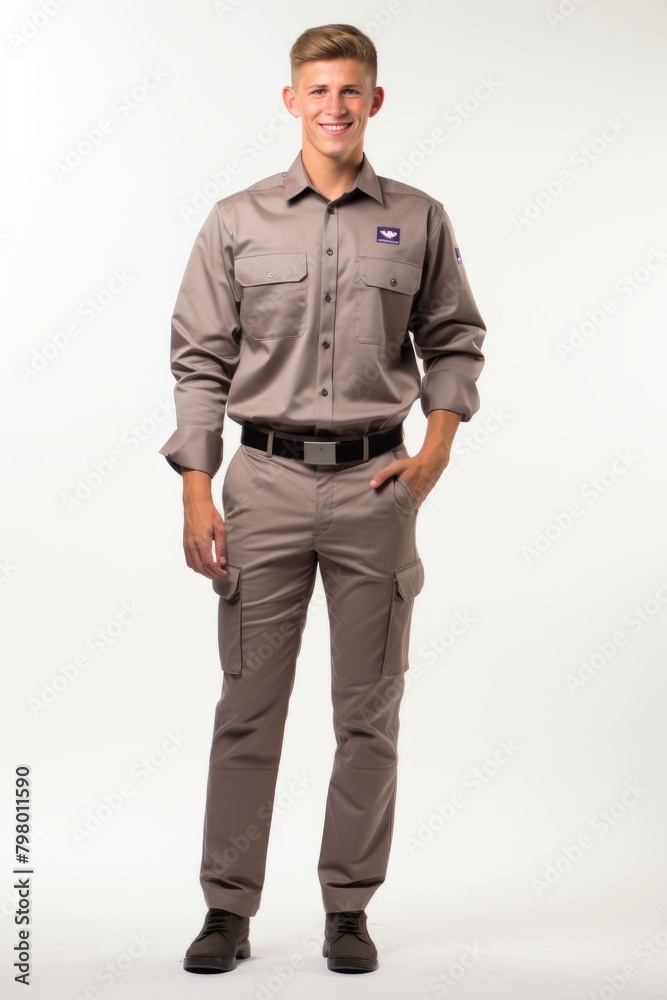 b'Young male model in work clothes' b'Young male model in work clothes'