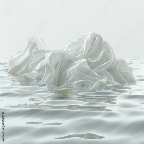 Wallpaper Mural White fabric floating on water surface Torontodigital.ca