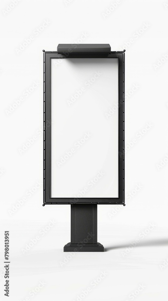 b'Black blank advertising billboard mockup isolated on white background' b'Black blank advertising billboard mockup isolated on white background'