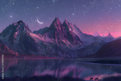 grandiose mountain range at twilight