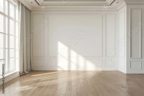 White empty wall flooring window room.