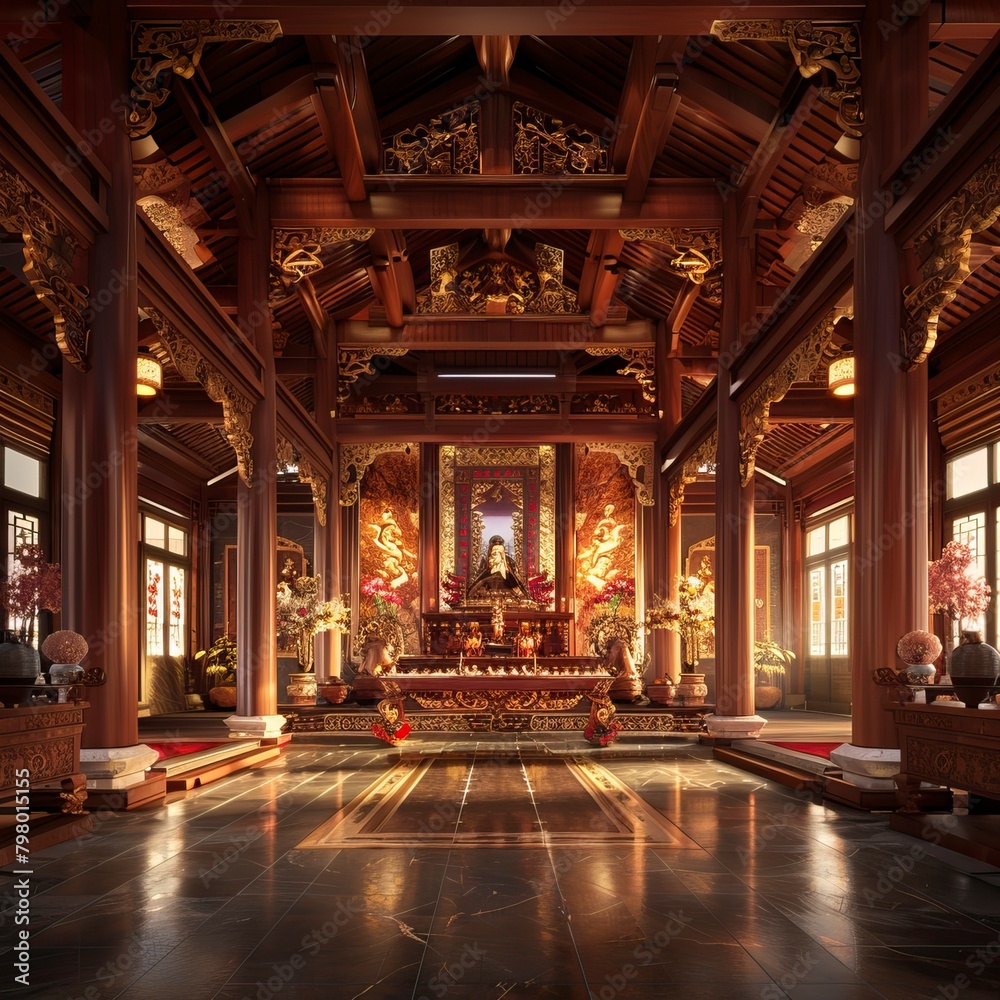 Old Style Tample interior ,Hindu Tample, Prayer hall