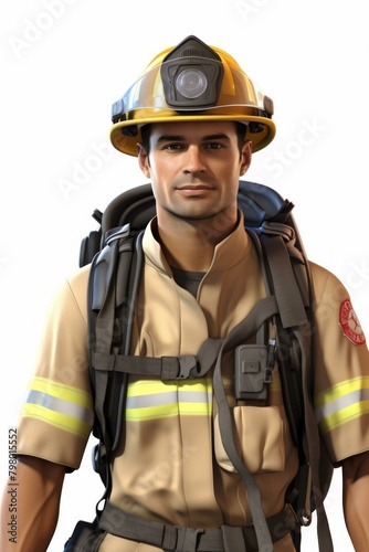 b'Firefighter in protective gear'