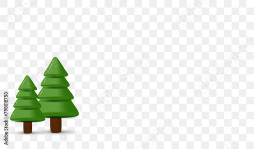 3d Vector Christmas tree with transparent background.