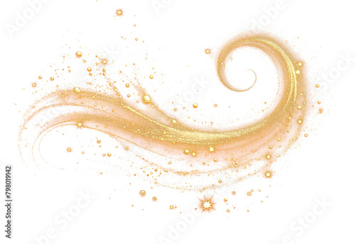 Gold glitter curve wave, golden shiny sparking line curves