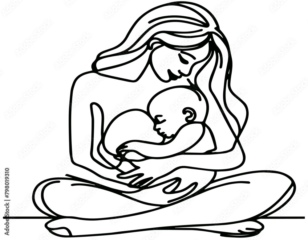mother and baby. mother day line art. mother silhouette mother and baby. mother day line art. mother silhouette