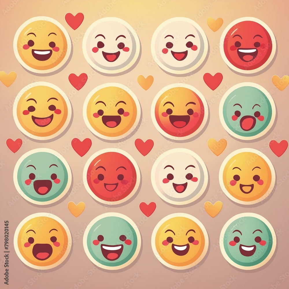 Circular Emoji Stickers featuring a variety of expressive emojis Circular Emoji Stickers featuring a variety of expressive emojis