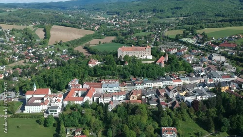 Aerial view on the land of Neulengbach city near the Vienna, Austria