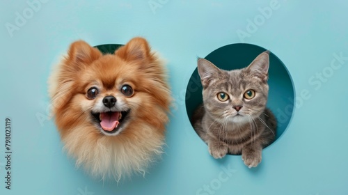 A Cheerful Dog and Cat Portrait photo