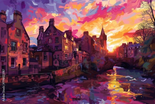 Beautiful sunset painting, perfect for wall decor