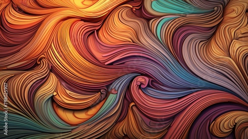 Colorful abstract painting with a wavy pattern.