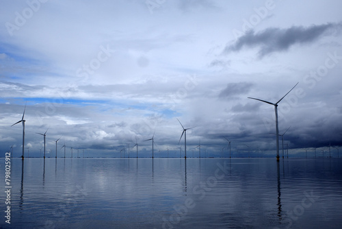 A wind park in Lake IJssel. This is a closed-off inland bay in the Netherlands photo