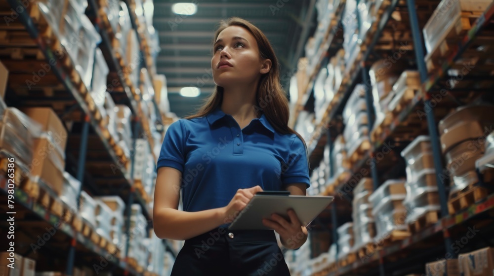 A Woman Managing Warehouse Inventory