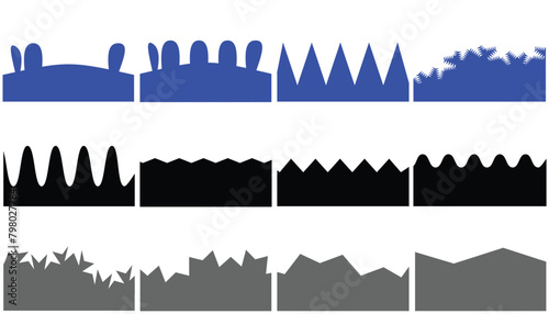 Header shape background for website design. Vector blue border for banner. Abstract divider for bottom or frame of template and web page.