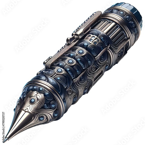 A sleek pen with intricate mechanical design