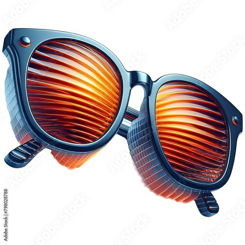 Stylish sunglasses featuring orange and blue lenses