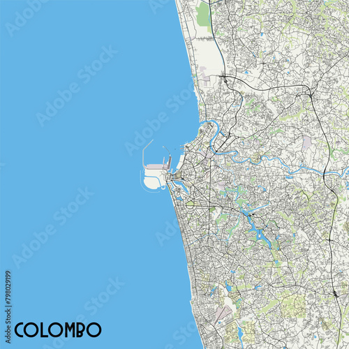 Colombo, Sri Lanka map poster art