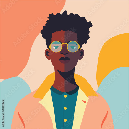 Diverse people portrait, flat style vector design illustration of young man