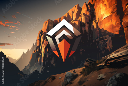 logo mockup projected onto a rocky cliff face
